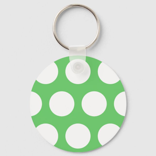 Green and White Polka Dots Keychain (Front)