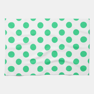 Green and white polka dots kitchen towel