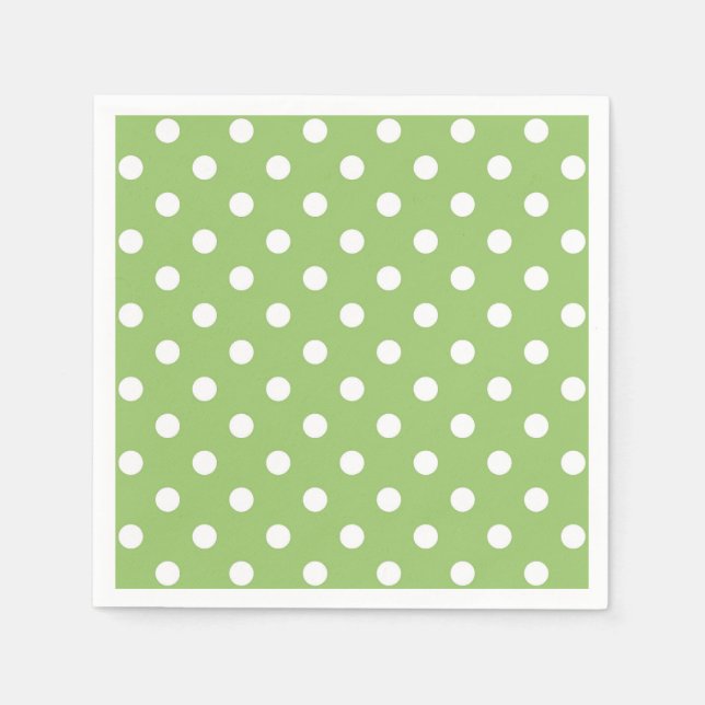 Green and White Polka Dots Napkins (Front)