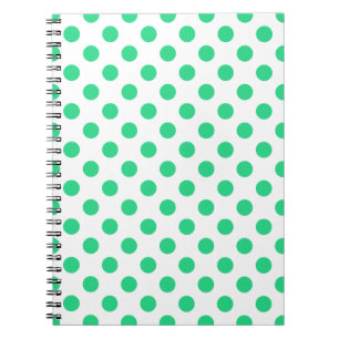 Green and white polka dots notebook