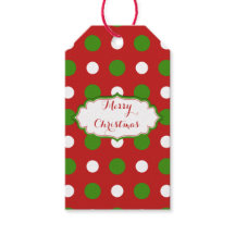 Green and white Polka dots on Christmas red