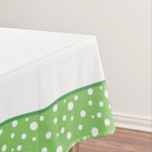 Green and White Polka Dots Tablecloth