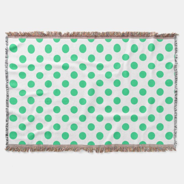 Green and white polka dots throw blanket (Front)
