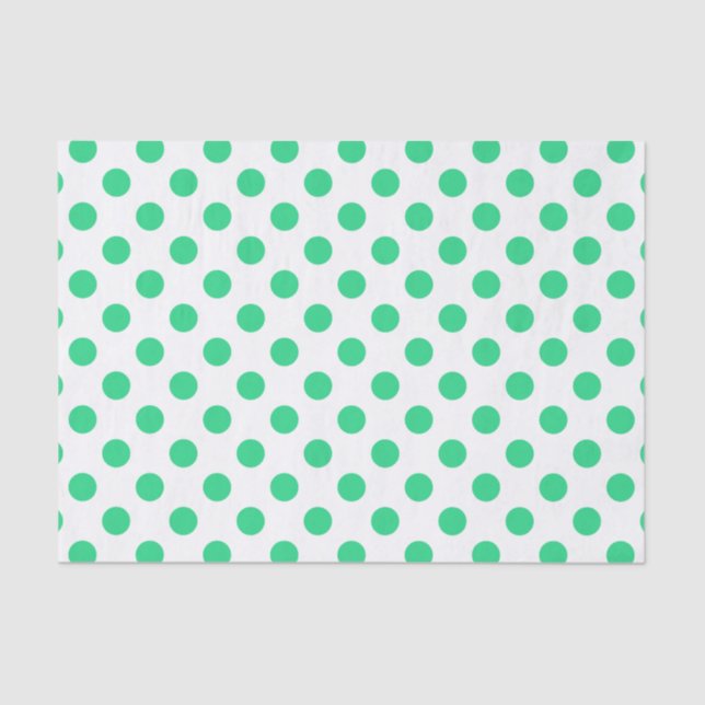 Green and white polka dots tissue paper (Front)