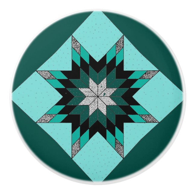 Green and White Quilt Design Knobs (Front)