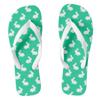 Green and white Rabbit Flip Flops