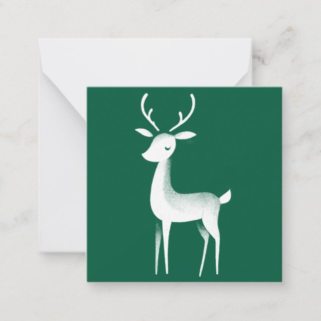 Green and white Reindeer Mini Christmas Card (Front)
