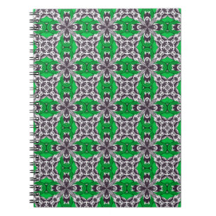 Green and White Repeat Tile Pattern Notebook
