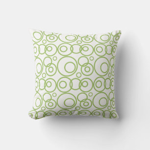 Green And White Rings Pattern Throw Pillow