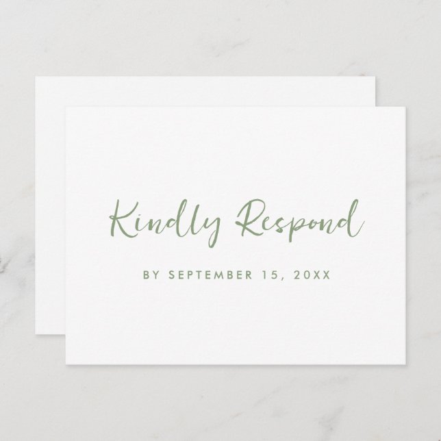 Green and White Rsvp with Script Meal Choice Invitation Postcard (Front/Back)