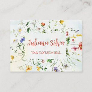 Green and White Rustic Flower Summer  Business Card