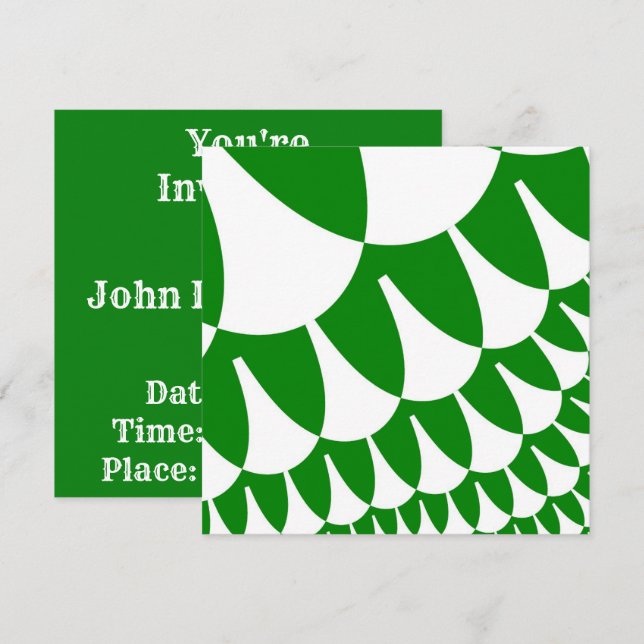 Green and White Scales Invitation (Front/Back)