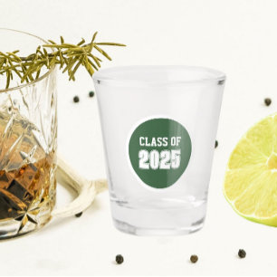 Green and White School Colours Class Year Shot Glass