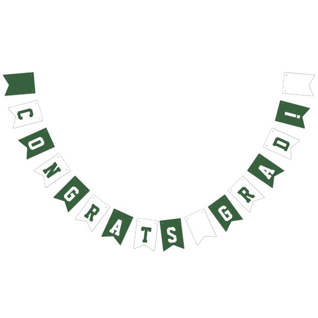 Green and White School Colours Graduation Bunting Flags (All)