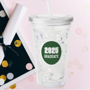 Green and White School Colours Graduation Year Acrylic Tumbler