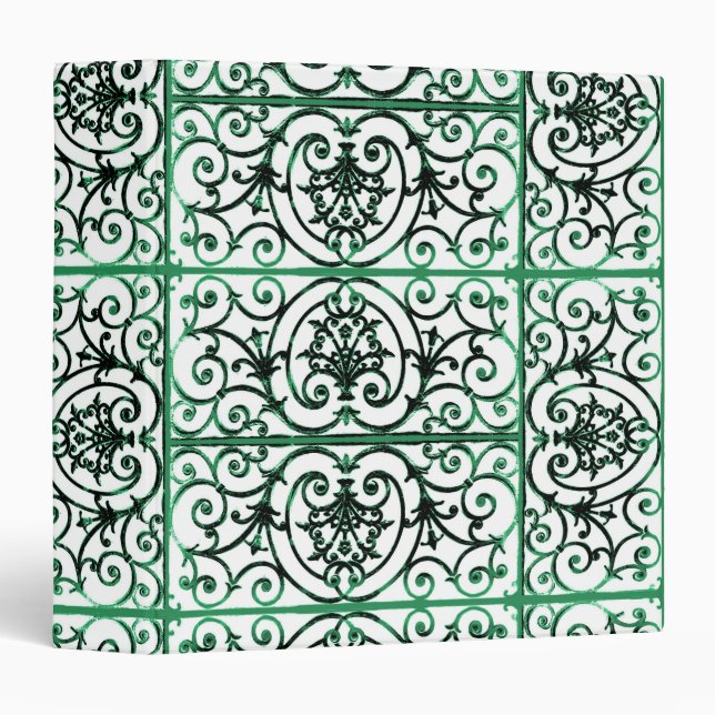Green and white scrollwork pattern binder (Front/Spine)