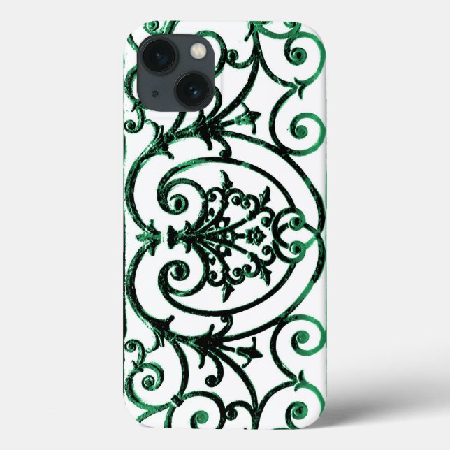 Green and white scrollwork pattern Case-Mate iPhon Case-Mate iPhone Case (Back)