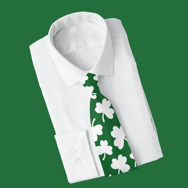 Green and white Shamrock Irish St. Patricks Day Tie (Creator Uploaded)