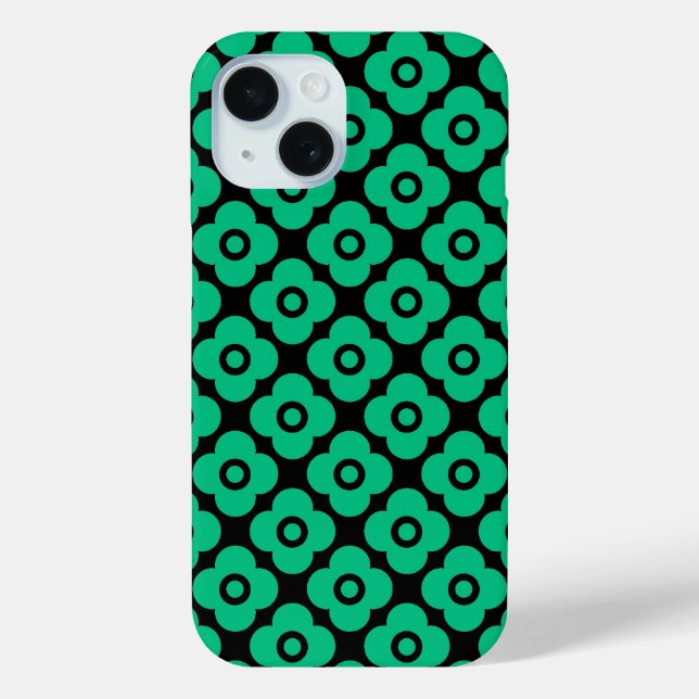 Green and white simple floral pattern retro Case-Mate iPhone case (Back)