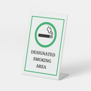 Green and White Smoking Area Metal A-Frame Pedestal Sign