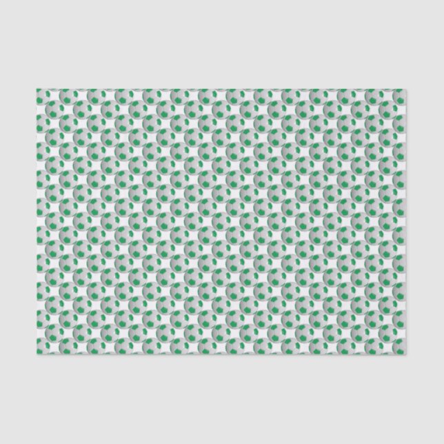 Green and White Soccer Ball Tissue Paper (Front)