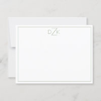 Green and white sophisticated trim minimalist note