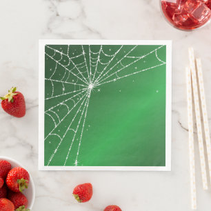 Green and White Sparkling Diamond Spider Web Napkin