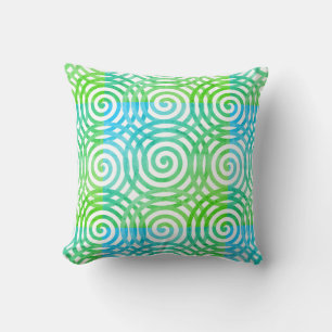 Green and White Spirals Throw Pillow