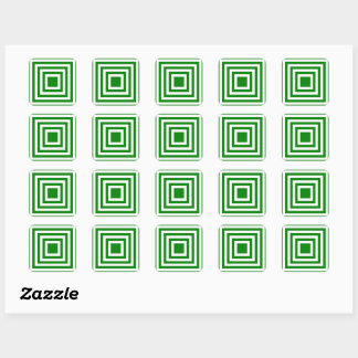 Green and White Square Stripes Square Sticker