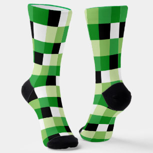 Green and White squares Pattern Socks