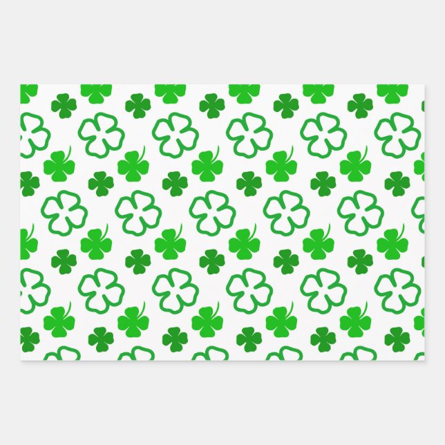 Green and White St Patrick’s Day Wrapping Paper (Front 3)
