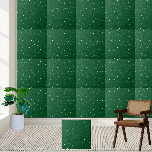 Green and White Star Christmas & Holiday Decor Tile