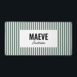 Green and white stripe personalized modern elegant desk mat<br><div class="desc">Modern minimal typography girly sage green and white stripe elegant simple unique personalized gift desk mat design.</div>