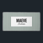Green and white stripe personalized modern elegant desk mat<br><div class="desc">Modern minimal typography girly sage green and white stripe elegant simple unique personalized gift desk mat design.</div>