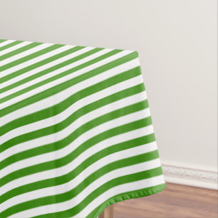 Green and White Stripe Tablecloth
