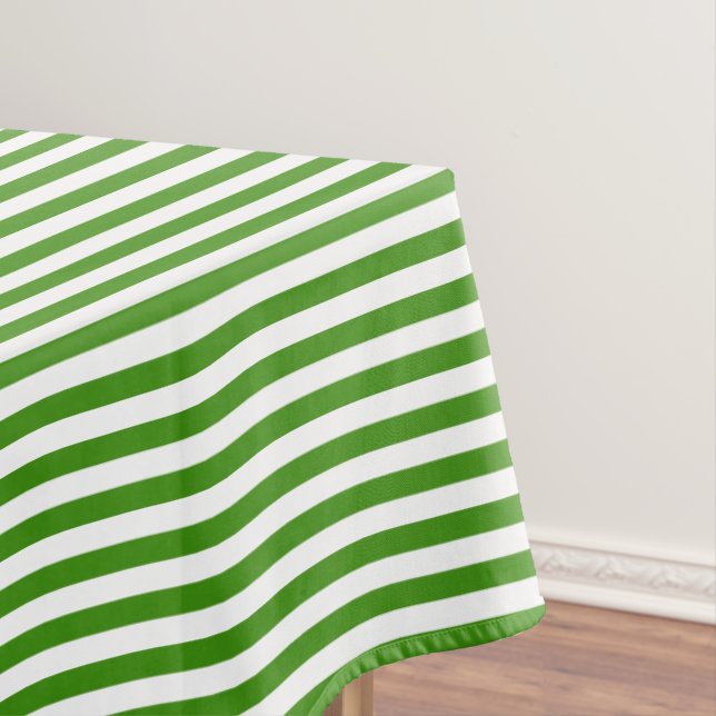 Green and White Stripe Tablecloth (In Situ)