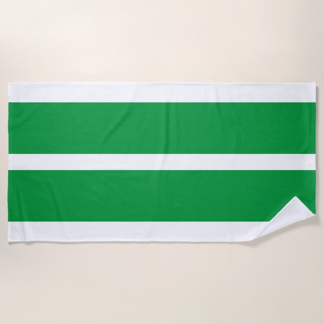 Green And White Striped  Beach Towel (Front)