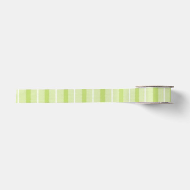Green And White Striped Ribbon Satin Ribbon (Front)