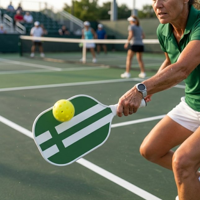 Green and White Stripes Custom Monogram Pickleball Paddle (Creator Uploaded)