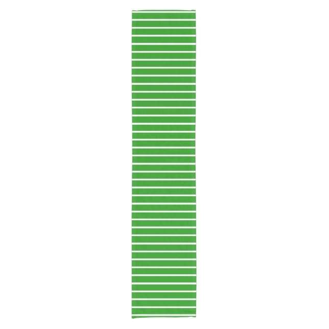 Green and White Stripes Design Short Table Runner (Front)