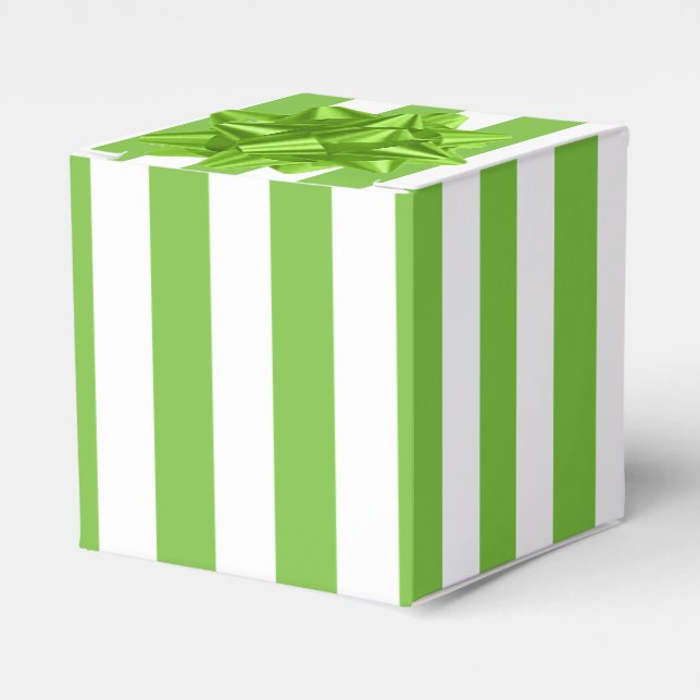 Green and White Stripes Favor Box (Front Side)