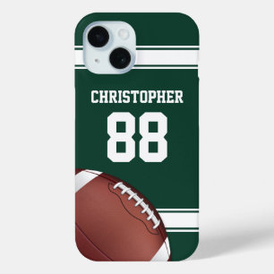 Green and White Stripes Jersey Grid Iron Football iPhone 15 Case