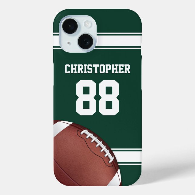 Green and White Stripes Jersey Grid Iron Football Case-Mate iPhone Case (Back)