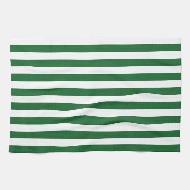 Green and White Stripes Kitchen Towel (Horizontal)