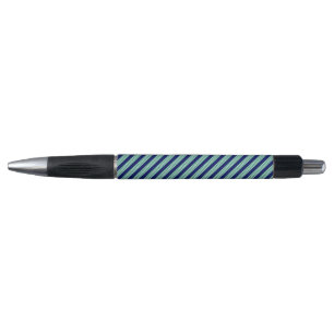 Green and white stripes pattern with navy blue pen