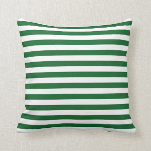 Green and White Stripes Pillow