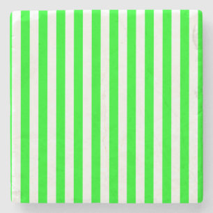 Green and White, Stripes Square Coaster