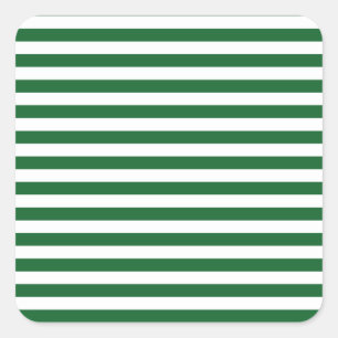 Green and White Stripes Square Sticker
