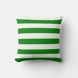 Green and White Stripes Throw Pillow