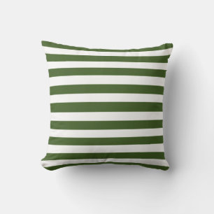 Green and White Stripes Throw Pillow